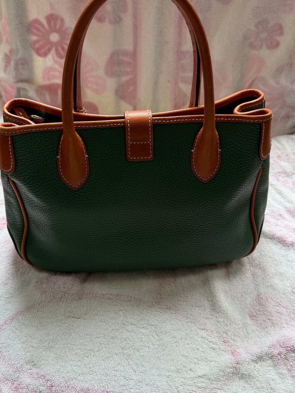 Dooney & Bourke Green and Brown Pebble Leather Satchel - Picture 9 of 15
